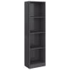 4-Tier High Gloss Grey Book Cabinet - Stylish Storage Solution