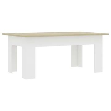 Stylish White & Sonoma Oak Coffee Table - 100x60 cm