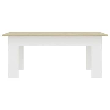 Stylish White & Sonoma Oak Coffee Table - 100x60 cm