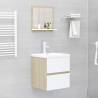 Stylish Bathroom Mirror in White & Sonoma Oak | 40x10.5x37 cm