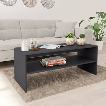 Stylish Grey Coffee Table with Shelf - 100x40x40 cm