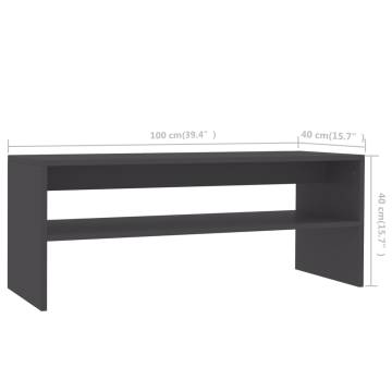 Stylish Grey Coffee Table with Shelf - 100x40x40 cm