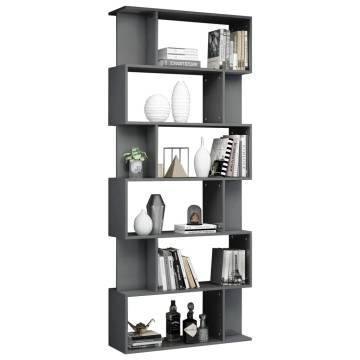 Book Cabinet Room Divider - High Gloss Grey 80x24x192 cm