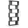 Book Cabinet Room Divider - High Gloss Grey 80x24x192 cm