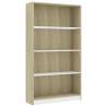 4-Tier Book Cabinet in White and Sonoma Oak - Stylish Storage