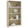 4-Tier Book Cabinet in White and Sonoma Oak - Stylish Storage