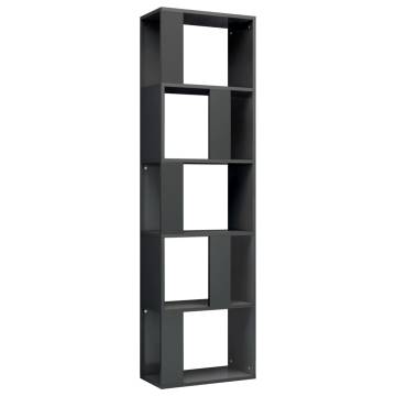 High Gloss Grey Book Cabinet & Room Divider - 45x24x159 cm