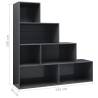 High Gloss Grey Book Cabinet & Room Divider - 155x24x160 cm