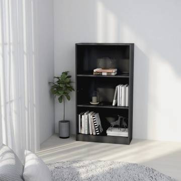 3-Tier High Gloss Grey Book Cabinet | Stylish & Durable Storage