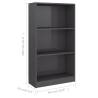 3-Tier High Gloss Grey Book Cabinet | Stylish & Durable Storage