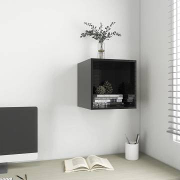 High Gloss Black Wall Cabinet - 37x37x37 cm | Hipomarket UK