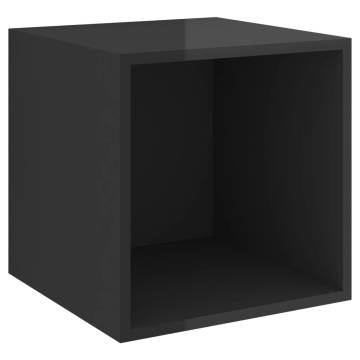 High Gloss Black Wall Cabinet - 37x37x37 cm | Hipomarket UK