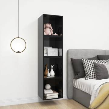 High Gloss Black Wall Cabinet - 37x37x37 cm | Hipomarket UK