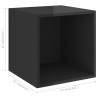 High Gloss Black Wall Cabinet - 37x37x37 cm | Hipomarket UK