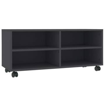 Stylish Grey TV Cabinet with Castors - 90x35x35 cm