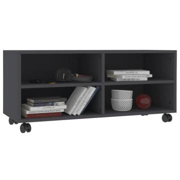 Stylish Grey TV Cabinet with Castors - 90x35x35 cm