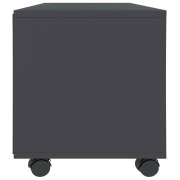 Stylish Grey TV Cabinet with Castors - 90x35x35 cm