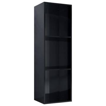 High Gloss Black Book & TV Cabinet - 36x30x114 cm | HipoMarket