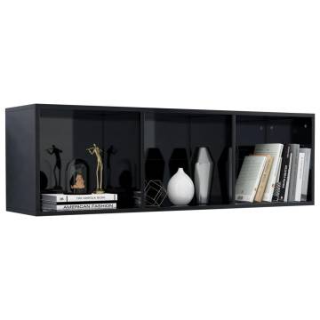 High Gloss Black Book & TV Cabinet - 36x30x114 cm | HipoMarket