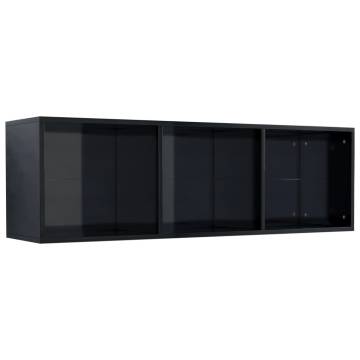 High Gloss Black Book & TV Cabinet - 36x30x114 cm | HipoMarket