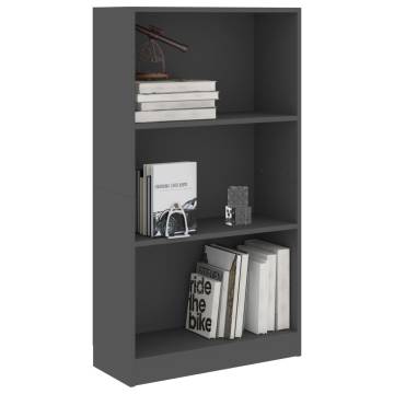 3-Tier Grey Book Cabinet - Stylish & Practical Storage