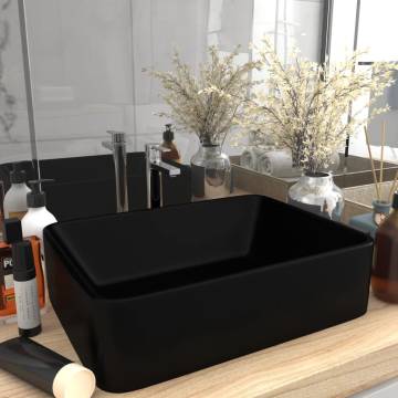 Luxury Matt Black Ceramic Wash Basin - 41x30 cm