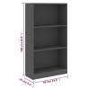 3-Tier Grey Book Cabinet - Stylish & Practical Storage