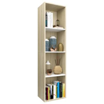 Stylish White & Sonoma Oak Book Cabinet - 36x30x114 cm