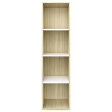 Stylish White & Sonoma Oak Book Cabinet - 36x30x114 cm