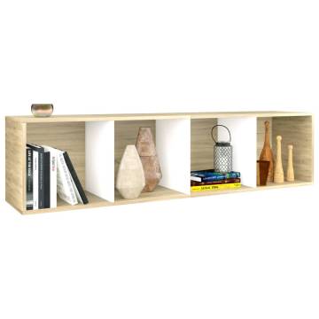 Stylish White & Sonoma Oak Book Cabinet - 36x30x114 cm