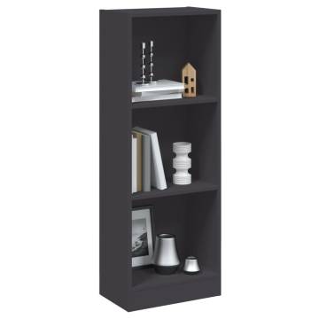 Stylish 3-Tier Grey Book Cabinet | Engineered Wood | HipoMarket