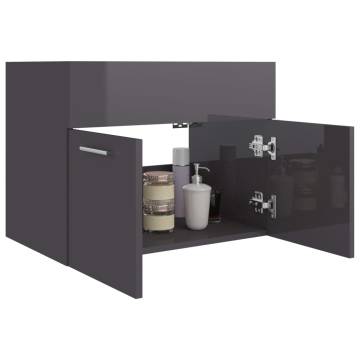 High Gloss Grey Sink Cabinet - 60x38.5x46 cm | HipoMarket