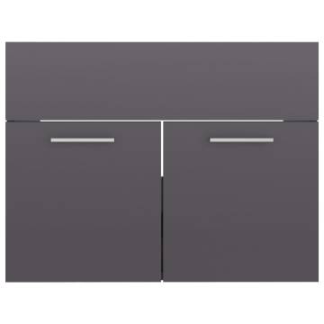 High Gloss Grey Sink Cabinet - 60x38.5x46 cm | HipoMarket