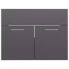 High Gloss Grey Sink Cabinet - 60x38.5x46 cm | HipoMarket