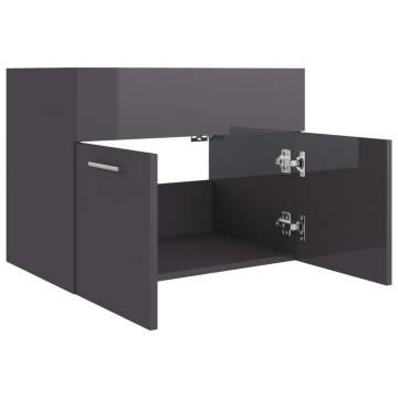 High Gloss Grey Sink Cabinet - 60x38.5x46 cm | HipoMarket