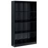 4-Tier High Gloss Black Book Cabinet - Stylish Storage Solution