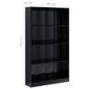 4-Tier High Gloss Black Book Cabinet - Stylish Storage Solution