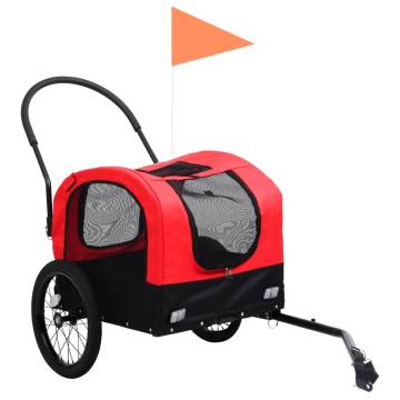 2-in-1 Pet Bike Trailer & Jogging Stroller - Red & Black