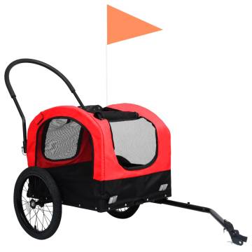 2-in-1 Pet Bike Trailer & Jogging Stroller - Red & Black