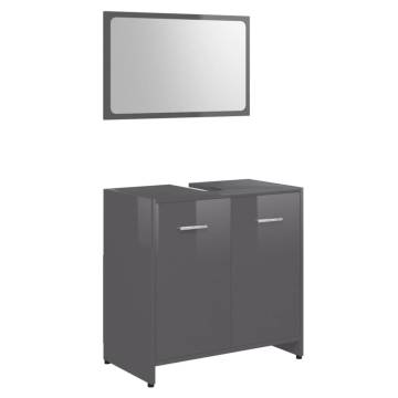 Stylish High Gloss Grey Bathroom Furniture Set | HipoMarket