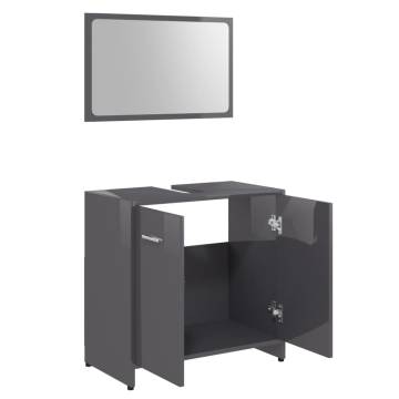 Stylish High Gloss Grey Bathroom Furniture Set | HipoMarket