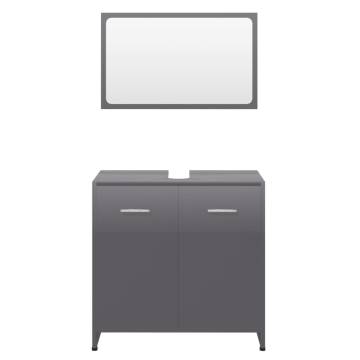 Stylish High Gloss Grey Bathroom Furniture Set | HipoMarket