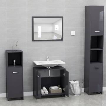 Stylish High Gloss Grey Bathroom Furniture Set | HipoMarket