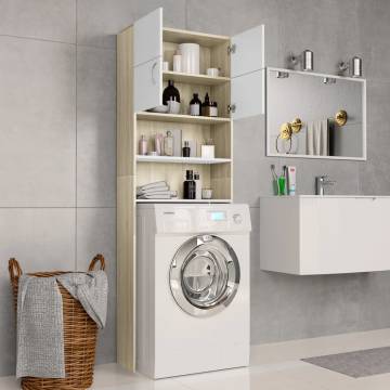 Washing Machine Cabinet White & Sonoma Oak - Sleek Design