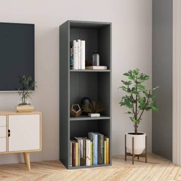 Grey Book Cabinet & TV Cabinet - 36x30x114 cm - Engineered Wood