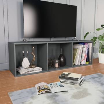 Grey Book Cabinet & TV Cabinet - 36x30x114 cm - Engineered Wood