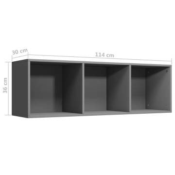 Grey Book Cabinet & TV Cabinet - 36x30x114 cm - Engineered Wood