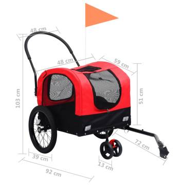 2-in-1 Pet Bike Trailer & Jogging Stroller - Red & Black