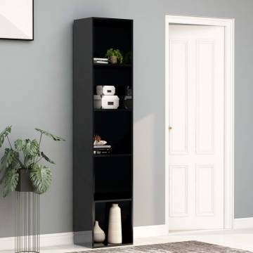 Stylish High Gloss Black Book Cabinet - 40x30x189 cm