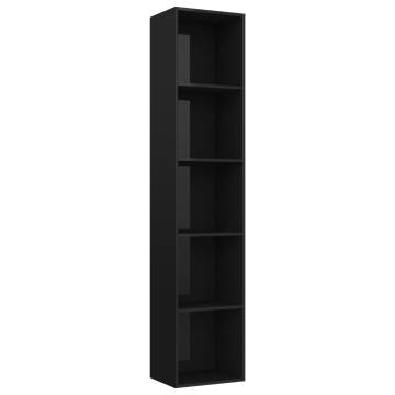 Stylish High Gloss Black Book Cabinet - 40x30x189 cm